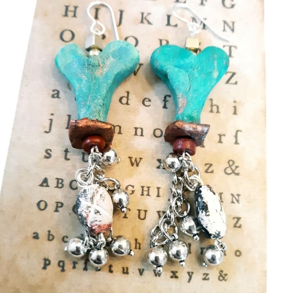 Bleu Heart Stoneware Clay Earrings NWT - Picture 3 of 6